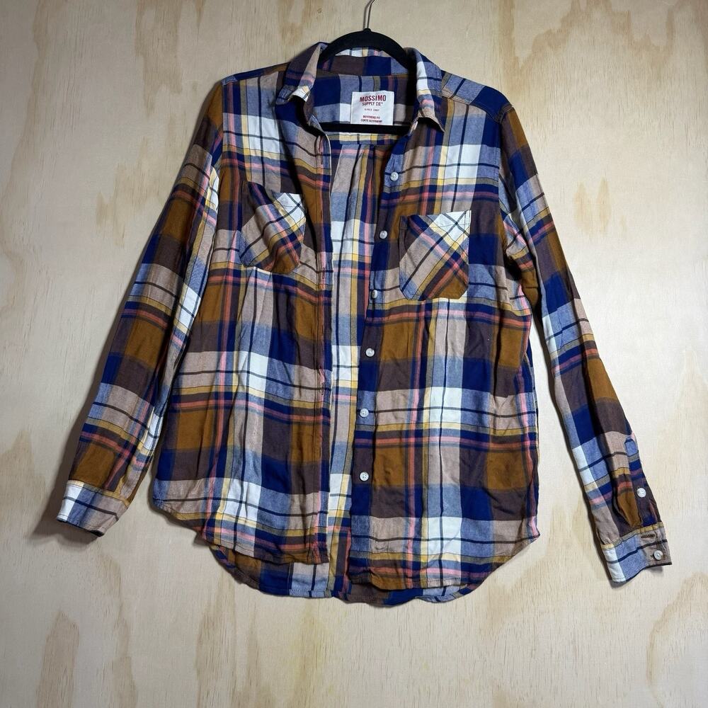 Mossimo Supply Co‎ Plaid Boyfriend Fit Button Shirt Womens Small Rayon Flannel